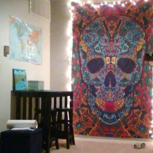 3D Skull Tapestry